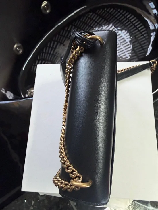 Saint Laurent Black Leather Chain-Detail Sunset medium Shoulder Bag - Picture 3 of 8